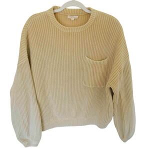 Demylee Rib Cotton Sweater Butter Yellow Pocket Size Medium
